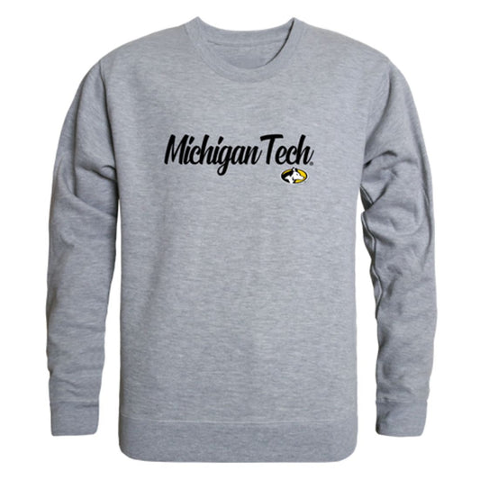 Michigan Technological University Huskies Script Crewneck Pullover Sweatshirt Sweater Black