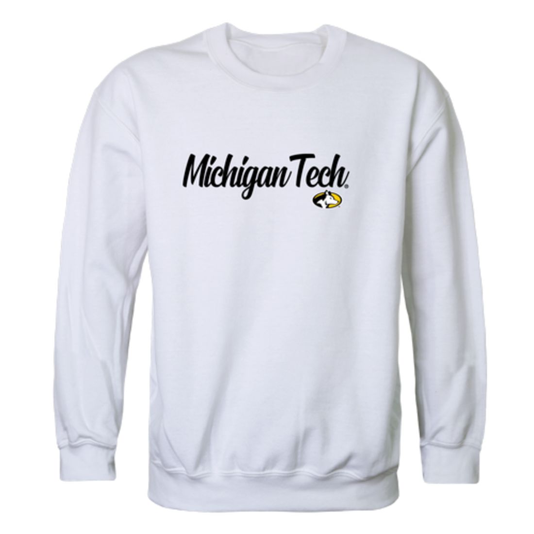 Michigan Technological University Huskies Script Crewneck Pullover Sweatshirt Sweater Black