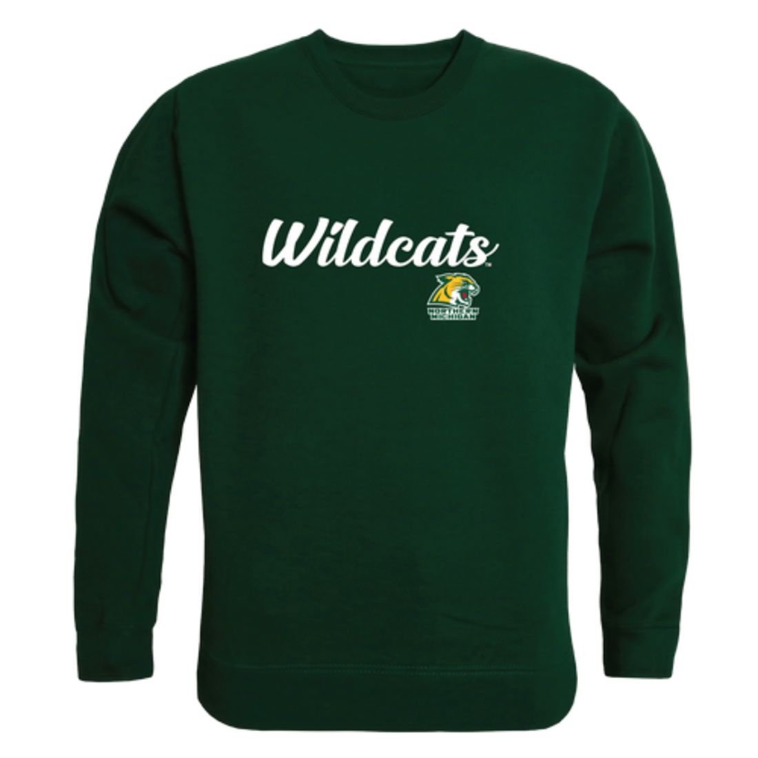 NMU Northern Michigan University Wildcats Script Crewneck Pullover Sweatshirt Sweater Black