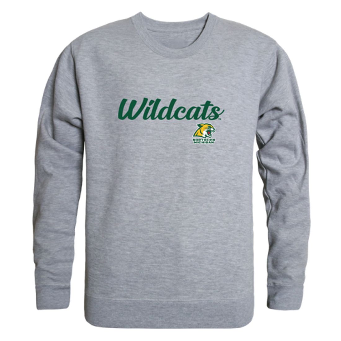 NMU Northern Michigan University Wildcats Script Crewneck Pullover Sweatshirt Sweater Black