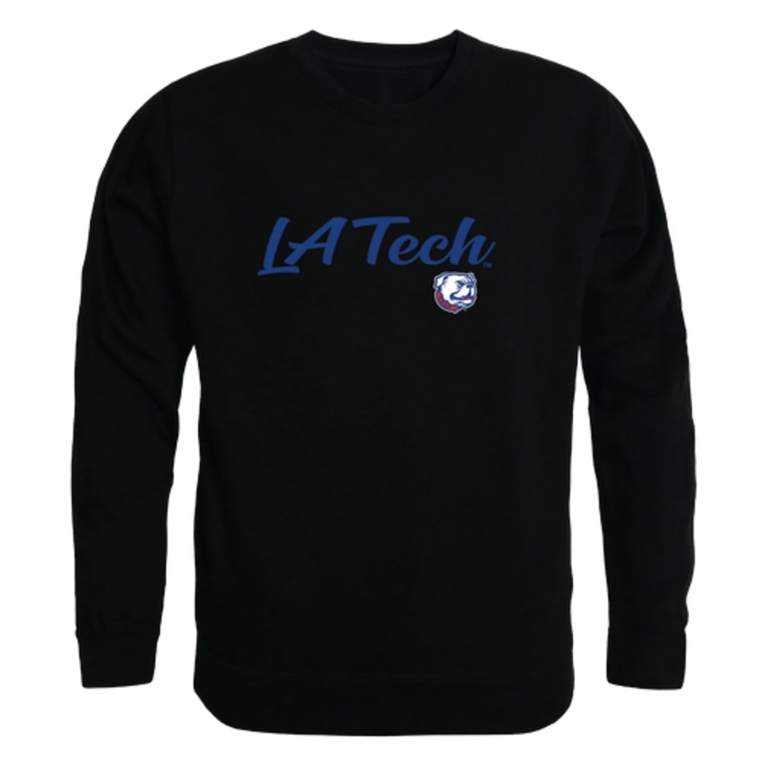 Louisiana Tech University Bulldogs Script Crewneck Pullover Sweatshirt Sweater Black