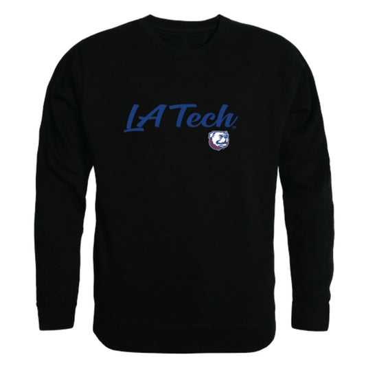 Louisiana Tech University Bulldogs Script Crewneck Pullover Sweatshirt Sweater Black