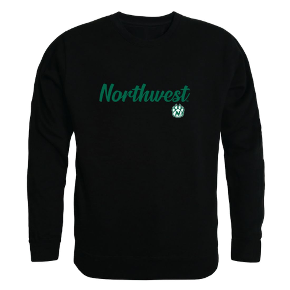 NW Northwest Missouri State University Bearcat Script Crewneck Pullover Sweatshirt Sweater Black