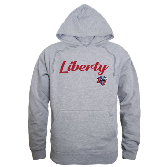 Liberty University Flames Mens Script Hoodie Sweatshirt Heather Grey