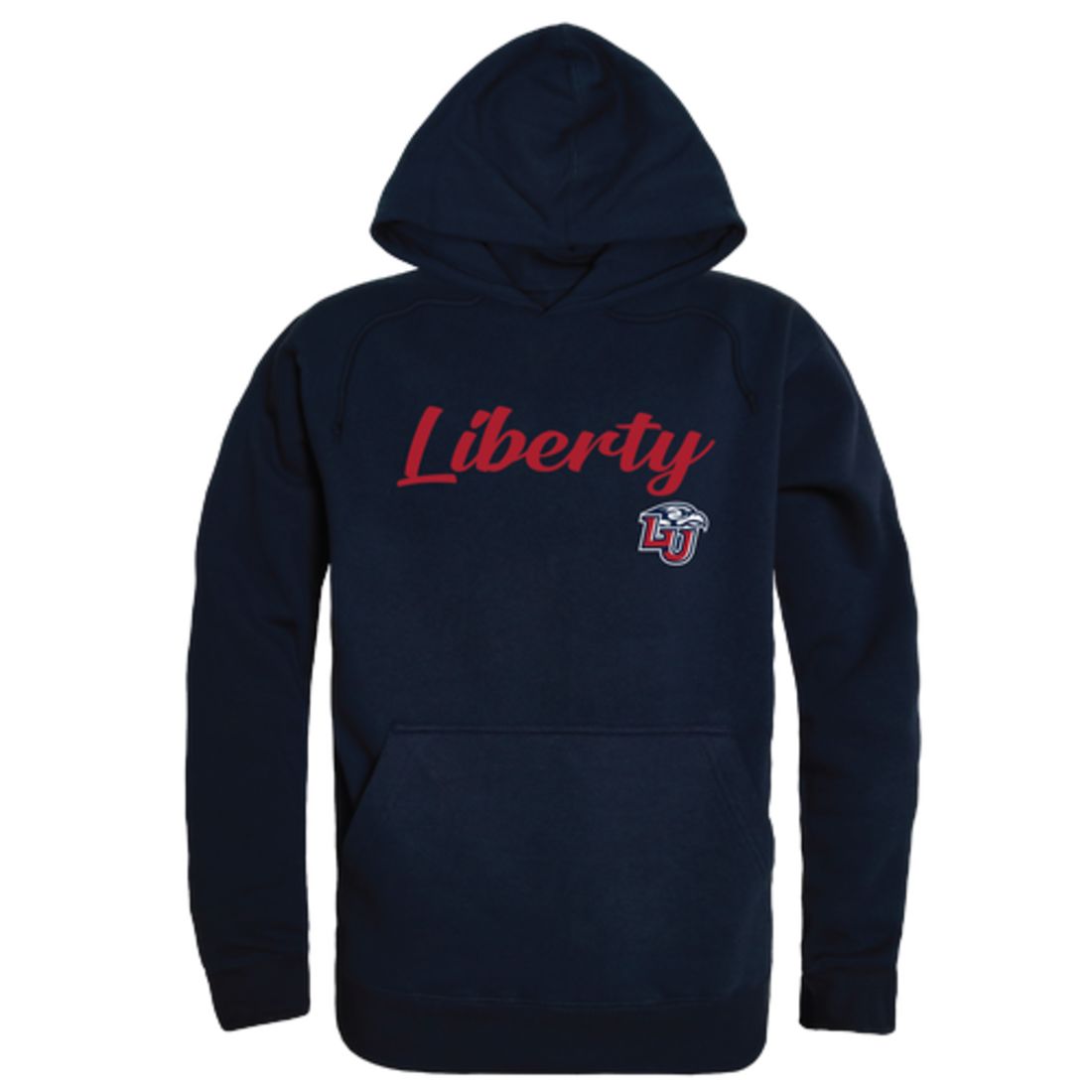 Liberty University Flames Mens Script Hoodie Sweatshirt Heather Grey