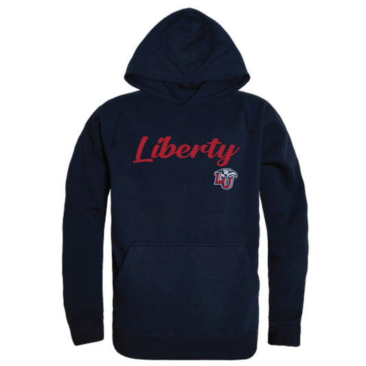 Liberty University Flames Mens Script Hoodie Sweatshirt Heather Grey