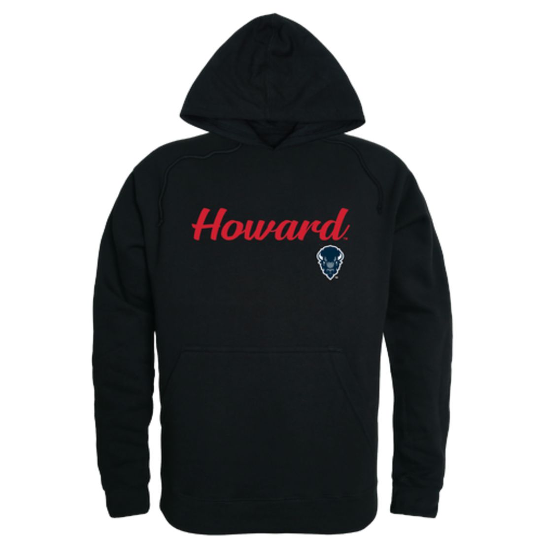 Howard University Bison Mens Script Hoodie Sweatshirt Black
