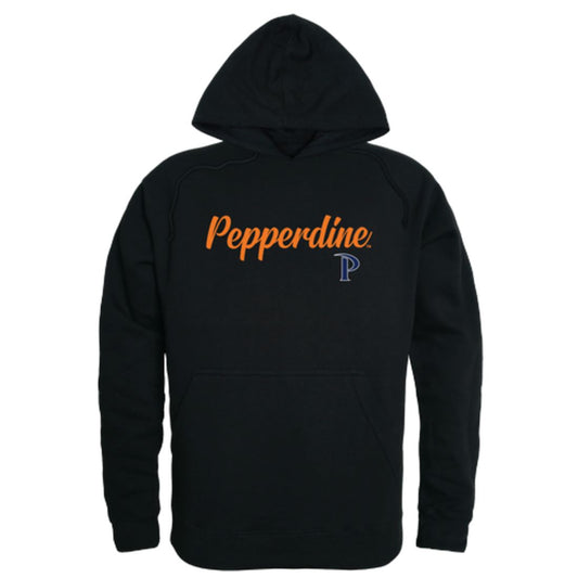 Pepperdine University Waves Mens Script Hoodie Sweatshirt Black