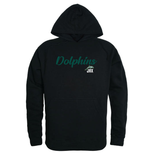JU Jacksonville University Dolphin Mens Script Hoodie Sweatshirt Black