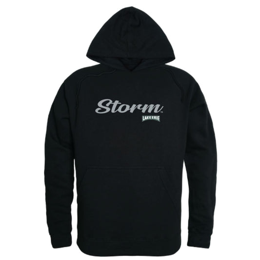 Lake Erie College Storm Mens Script Hoodie Sweatshirt Black