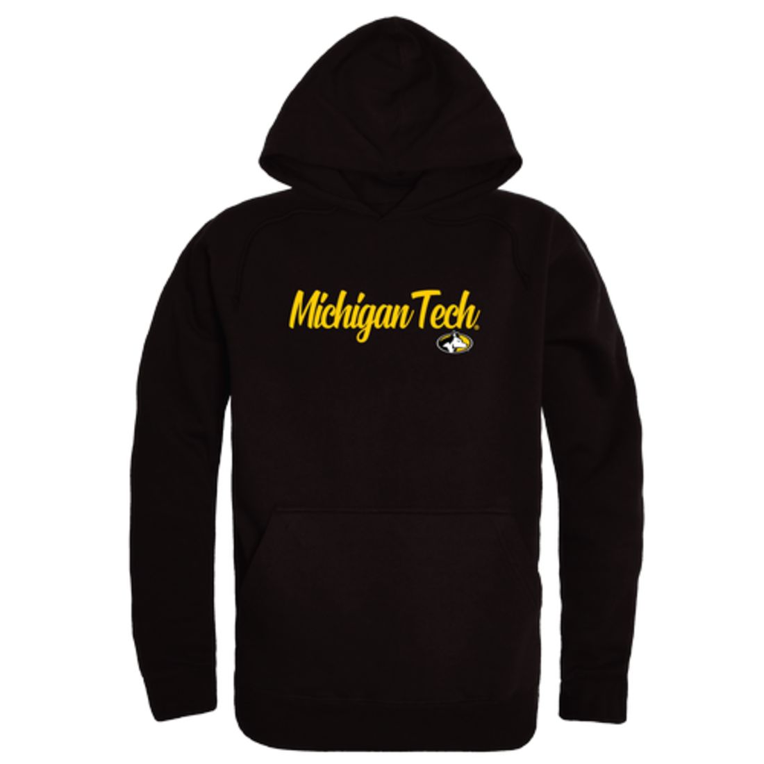 Michigan Technological University Huskies Mens Script Hoodie Sweatshirt Black