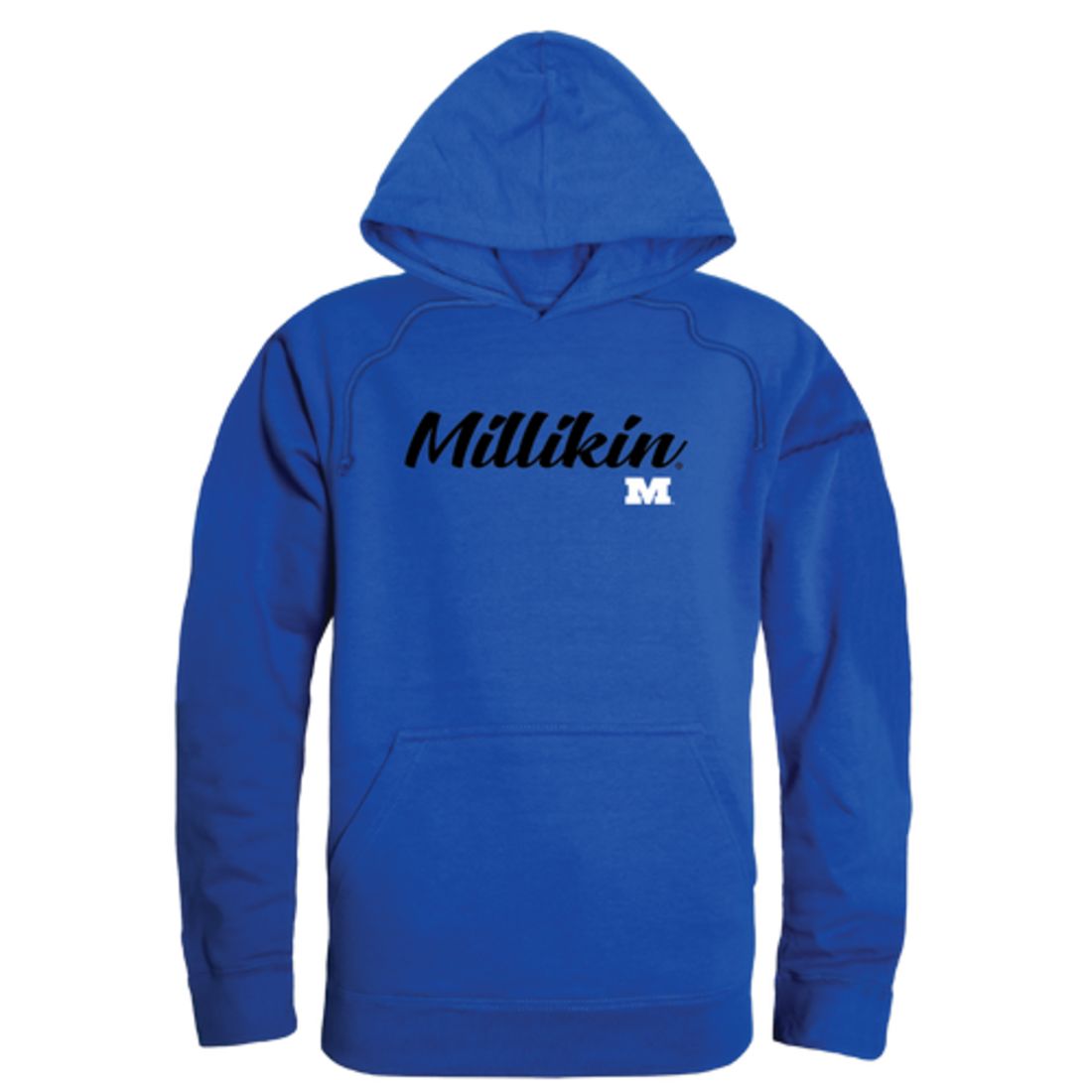 Millikin University Big Blue Mens Script Hoodie Sweatshirt Black