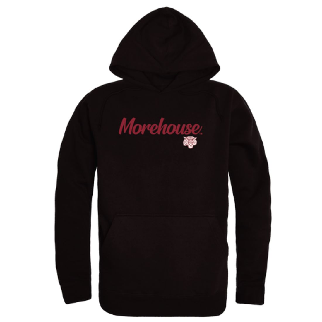 Morehouse College Maroon Tigers Mens Script Hoodie Sweatshirt Black