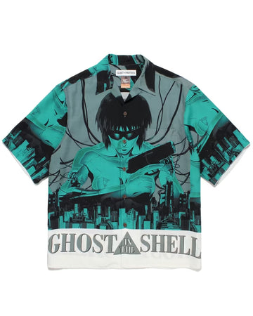 Wacko Maria x Ghost in the Shell Hawaiian Shirt Green – Moonbestprint