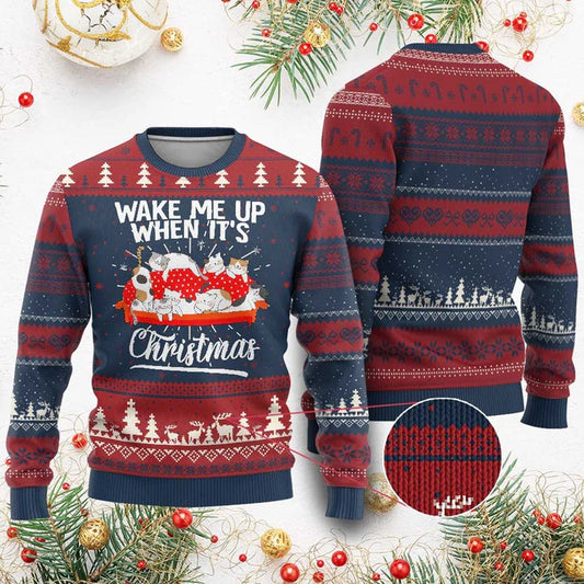 Wake Me Up When It's Ugly Christmas Sweater - Moonbestprint