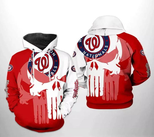 Washington Baseball Team Nationalss Skull 3D Hoodie, MLB Hoodie Moonbestprint