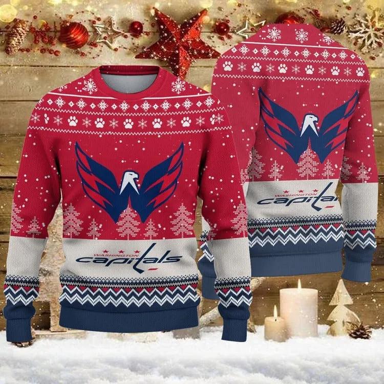 Washington Capitals Big Logo Ugly Christmas Sweater, NHL Christmas Sweater Moonbestprint