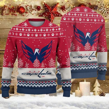 Washington Capitals Big Logo Ugly Christmas Sweater, NHL Christmas Sweater Moonbestprint