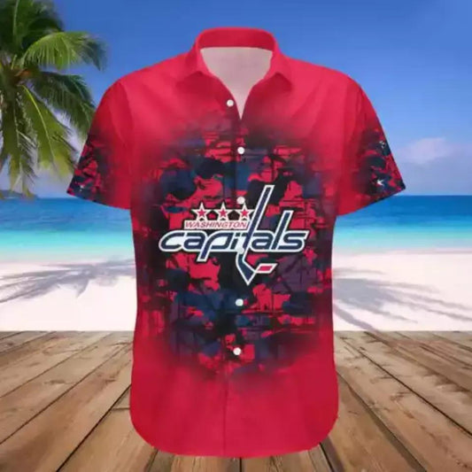 Washington Capitals Hawaii Shirt Camouflage Vintage, NHL Hawaiian Shirt Moonbestprint