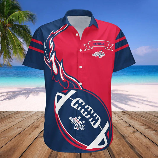 Washington Capitals Hawaiian Shirt Flame Ball - NHL, NHL Hawaiian Shirt Moonbestprint