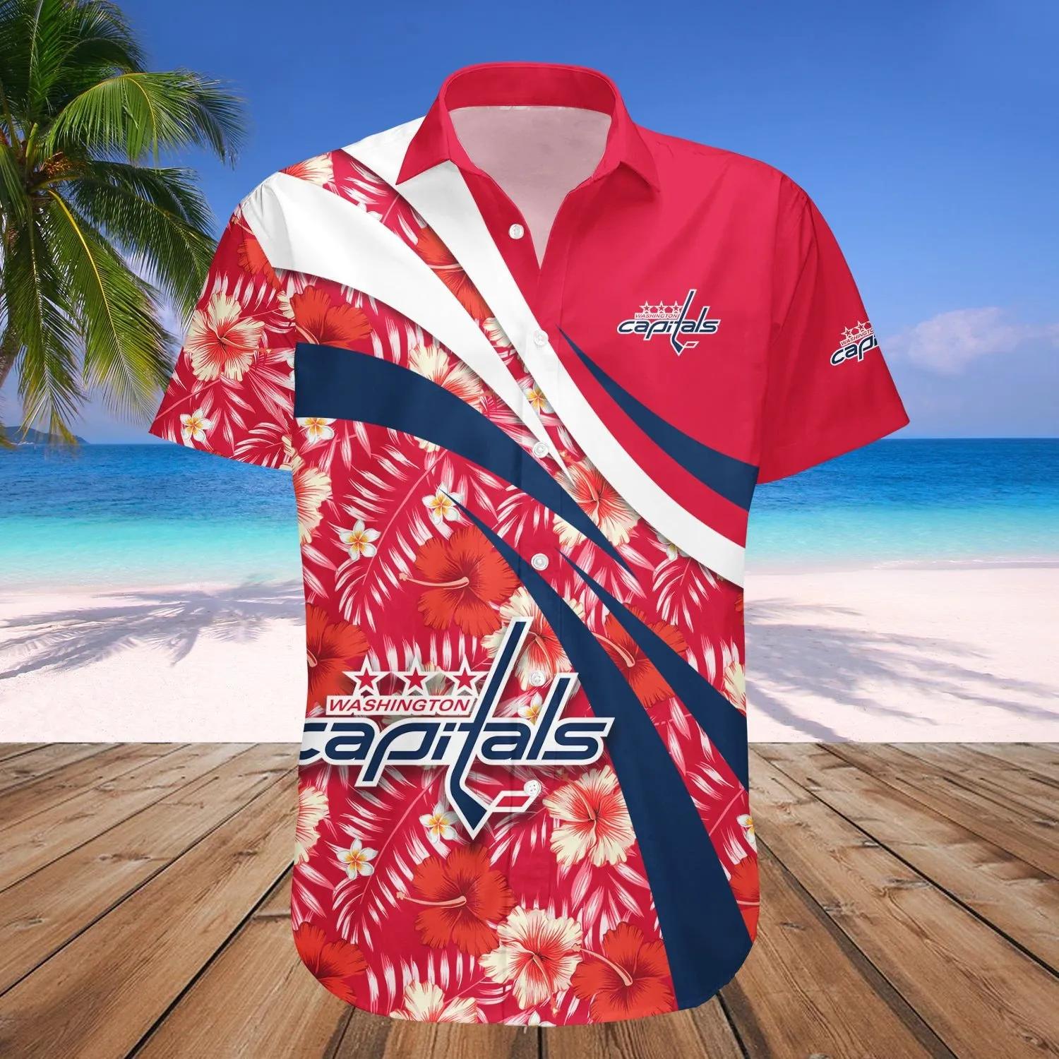Washington Capitals Hawaiian Shirt Hibiscus Sport Style - NHL, NHL Hawaiian Shirt Moonbestprint