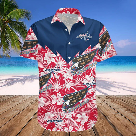 Washington Capitals Hawaiian Shirt Tropical Seamless- NHL, NHL Hawaiian Shirt Moonbestprint