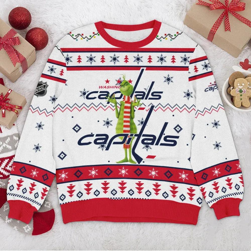 Washington Capitals NHL Grinch Ugly Christmas Sweater, NHL Christmas Sweater Moonbestprint