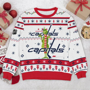 Washington Capitals NHL Grinch Ugly Christmas Sweater, NHL Christmas Sweater Moonbestprint