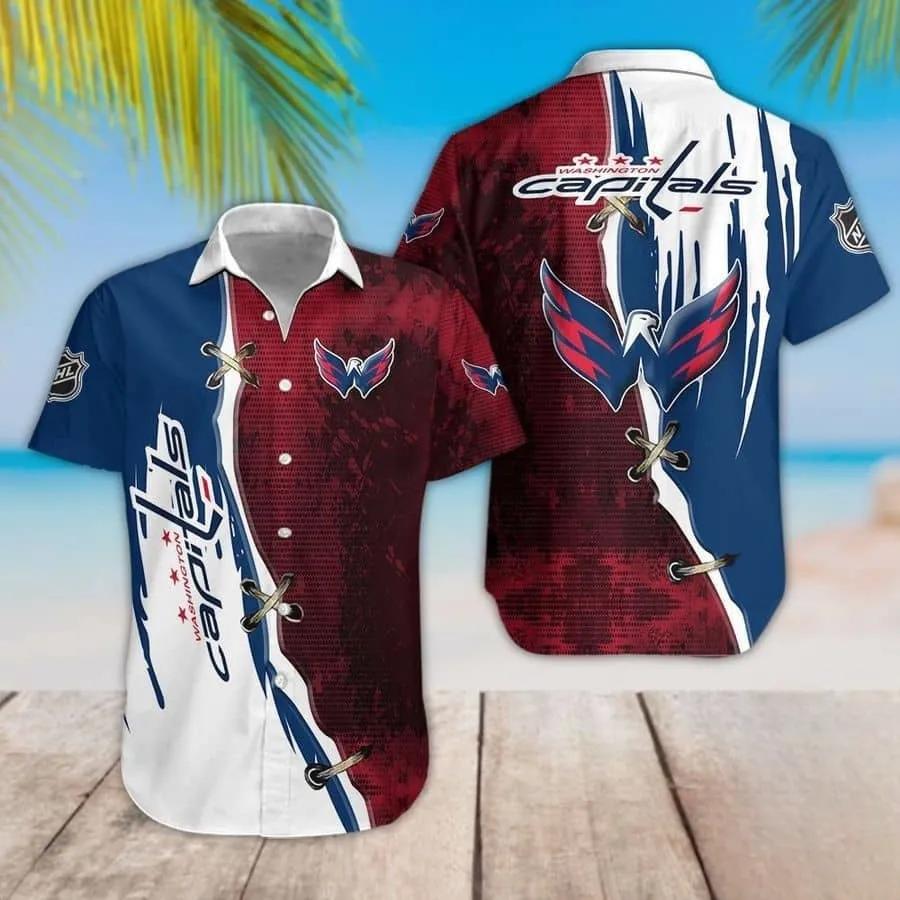 Washington Capitals Red And Blue Hawaiian Shirt, NHL Hawaiian Shirt Moonbestprint