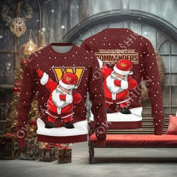 Washington Commanders Dab Santa Ugly Christmas Sweater, NFL Chritsmas Sweater Moonbestprint