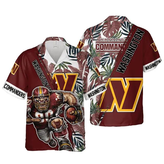 Washington Commanders Floral Summer Hawaiian Shirt Aloha Shirt for Summer, NFL Hawaiian Shirt Moonbestprint