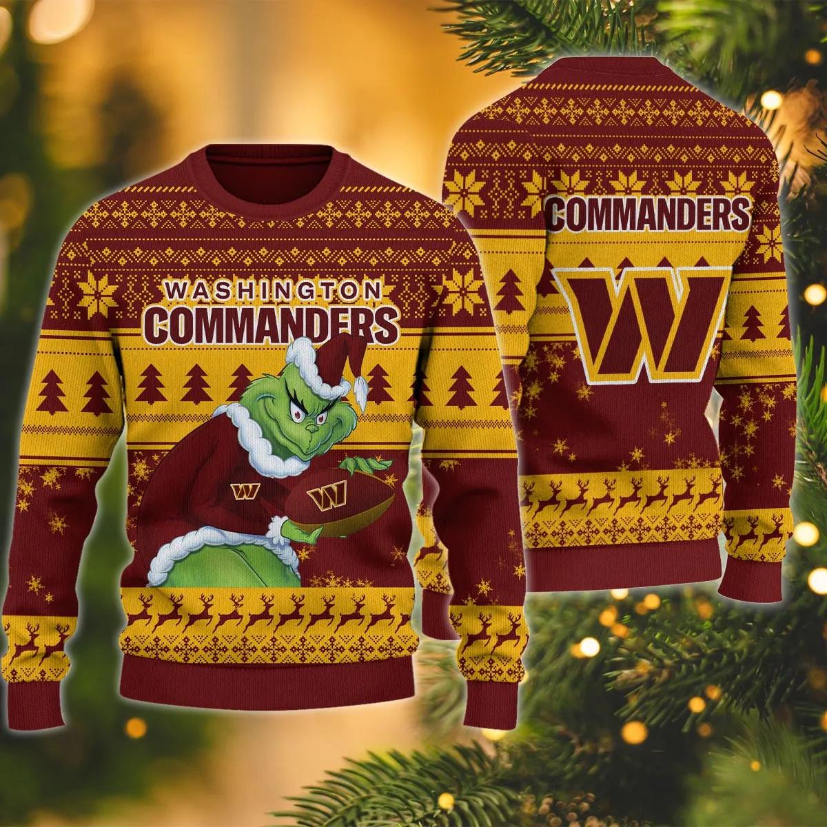Washington Commanders Grinch Stolen Ugly Christmas Sweater, NFL Christmas Sweater Moonbestprint