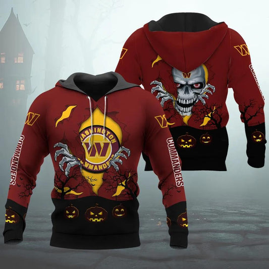 Washington Commanders Halloween 3D Apparel, NFL Hoodie Moonbestprint