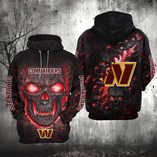 Washington Commanders Lava Skull 3D Hoodie, NFL Hoodie Moonbestprint