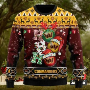 Washington Commanders NFL Ho Ho Ho Ugly Christmas Sweaters, NFL Chritsmas Sweater Moonbestprint