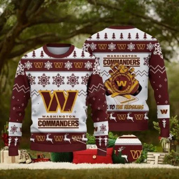 Washington Commanders Nfl Big Logo Ugly Christmas Sweaters, NFL Chritsmas Sweater Moonbestprint