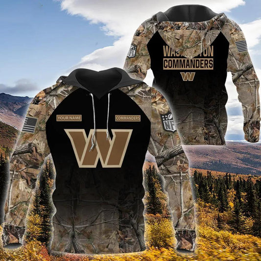 Washington Commanders Personalized Hunting Camo 3D Hoodie, NFL Hoodie Moonbestprint