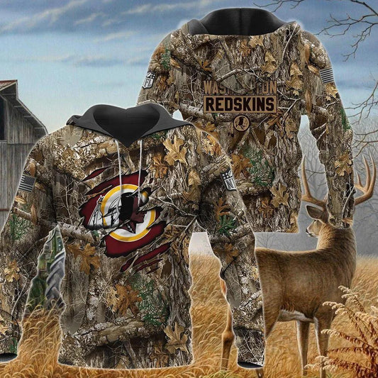 Washington Commanders Realtree Hunting Camo 3D Hoodie, NFL Hoodie Moonbestprint