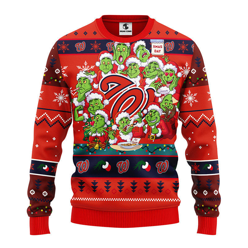 Washington Nationals 12 Grinch Xmas Day Ugly Christmas Sweater Moonbestprint
