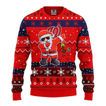 Washington Nationals Dabbing Santa Claus Ugly Christmas Sweater, MLB Christmas Sweater Moonbestprint
