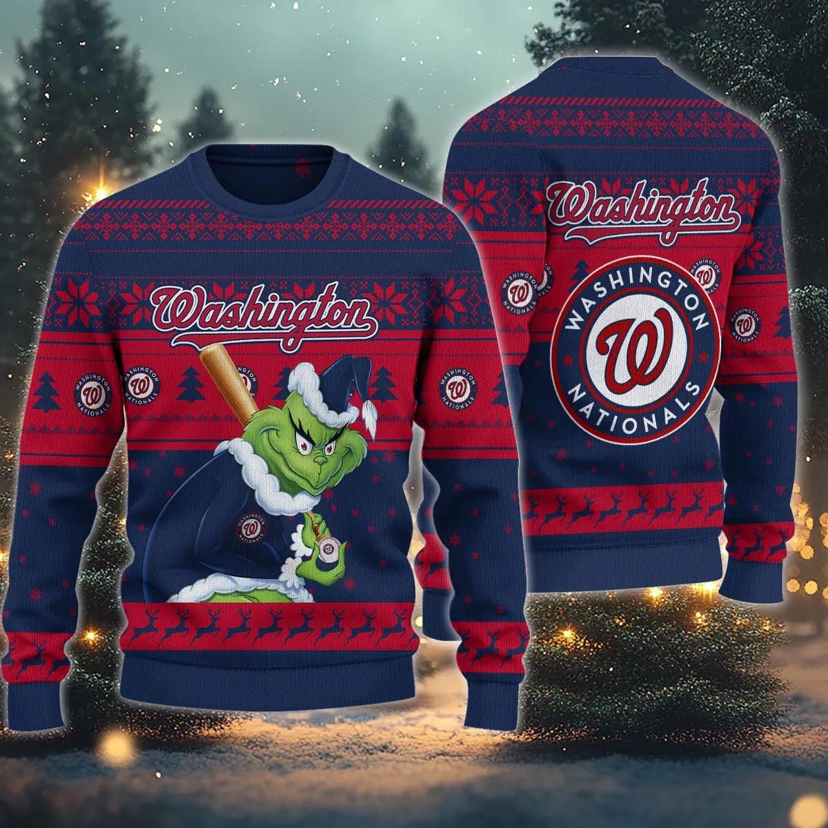 Washington Nationals Grinch Stolen Ugly Christmas Sweater, MLB Christmas Sweater Moonbestprint