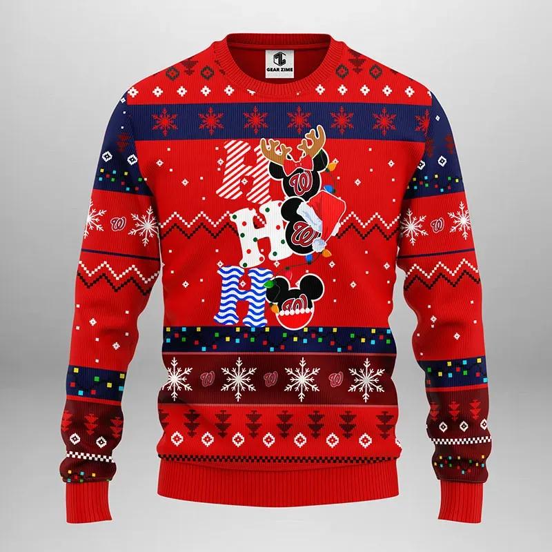 Washington Nationals Hohoho Ugly Christmas Sweater, MLB Christmas Sweater Moonbestprint