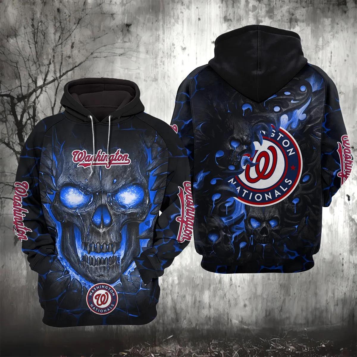 Washington Nationals Lava Skull 3D Hoodie, MLB Hoodie Moonbestprint
