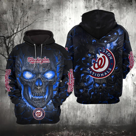 Washington Nationals Lava Skull 3D Hoodie, MLB Hoodie Moonbestprint
