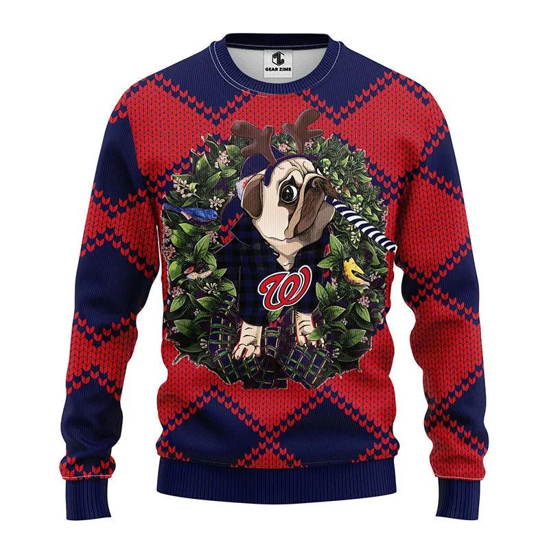 Washington Nationals Pub Dog Ugly Christmas Sweater, MLB Christmas Sweater Moonbestprint