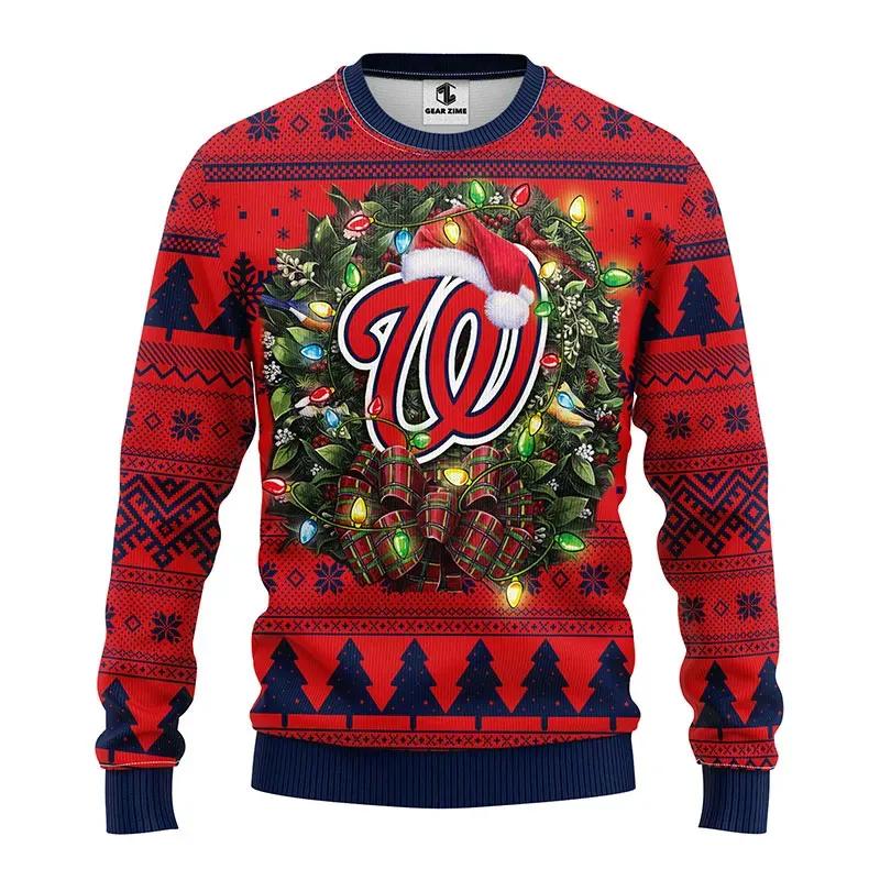 Washington Nationals Santa Hat Ugly Christmas Sweater, MLB Christmas Sweater Moonbestprint