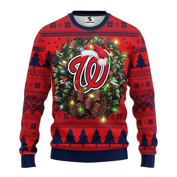 Washington Nationals Santa Hat Ugly Christmas Sweater, MLB Christmas Sweater Moonbestprint