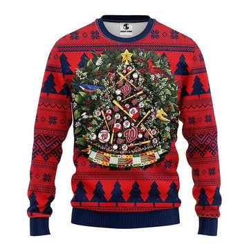 Washington Nationals Tree Ball Ugly Christmas Sweater, MLB Christmas Sweater Moonbestprint