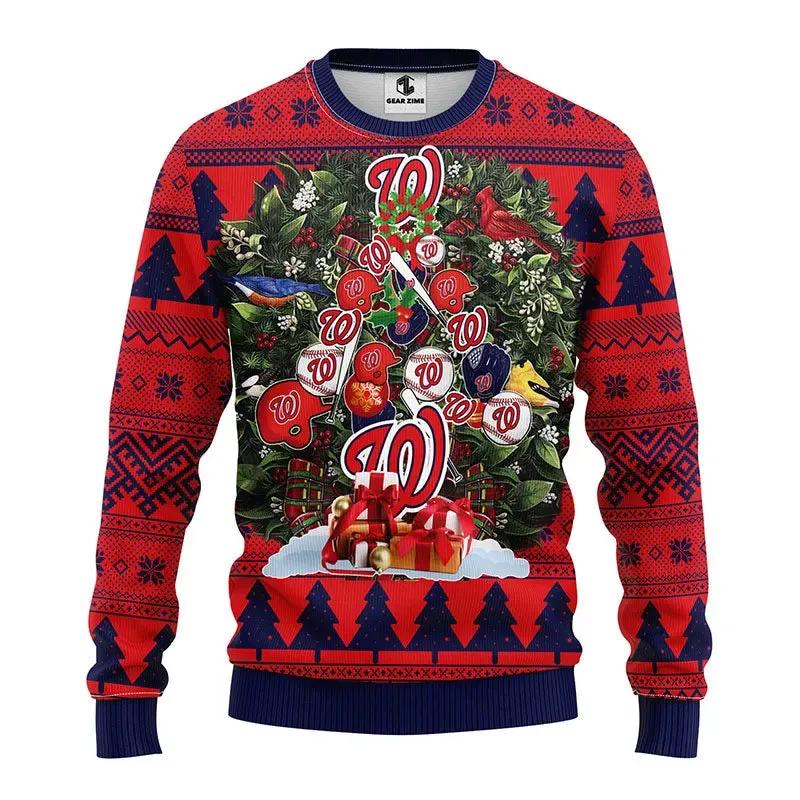 Washington Nationals Tree Christmas Ugly Sweater, MLB Christmas Sweater Moonbestprint