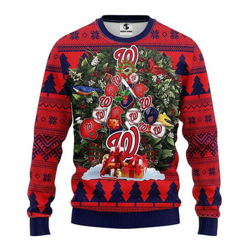 Washington Nationals Tree Christmas Ugly Sweater, MLB Christmas Sweater Moonbestprint